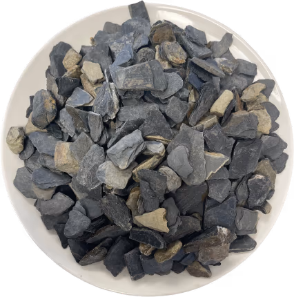 1" Black Slate Chips — black, gold, tan bark for landscaping