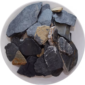 3" ASTILLAS DE PIZARRA NEGRA (BLACK SLATE CHIPS) — black, gold, tan bark for landscaping