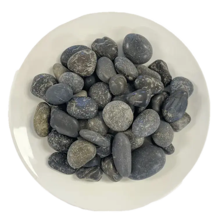 50lb Bag - Polished Black Mexican Beach Pebbles ($57.50) - ½"-1", 1"-2", 2"-3"